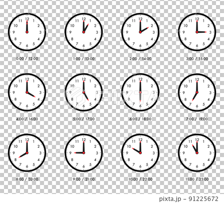 シンプルな時計 セット 1時間のイラスト素材 [91225672] - PIXTA