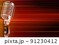 abstract blurred music background with retro microphone 91230412