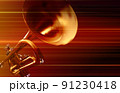 abstract blurred music background with trumpet 91230418