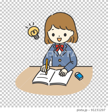 女學生學習中的勵志插畫 91231207