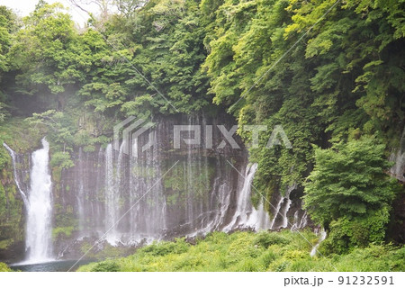白糸の滝（初夏　晴天　富士山　滝） 91232591