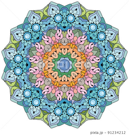 Colorful cute Mandala. Decorative unusual round ornaments. Colorful cute Mandala. Decorative unusual round ornaments. 91234212