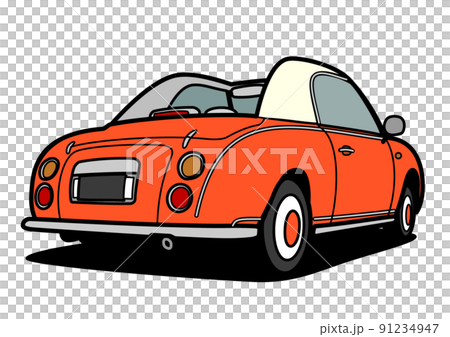 国産レトロスモールクーペ　オレンジ　自動車イラスト 91234947