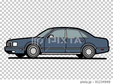 Nostalgic domestic big sedan gray color car illustration Nostalgic domestic big sedan gray color car illustration 91234949