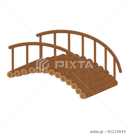 Wooden bridge made of logs, color isolated vector illustration cartoon 91235643