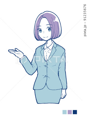 スーツを着た若い女性 案内 スーツを着た若い女性 案内 91235676