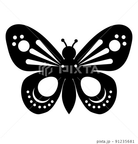 Butterfly, black stencil icon vector illustration on white background 91235681