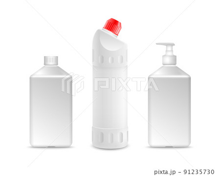 Plastic bottle with cleaner product. Mock-up vector illustration 91235730