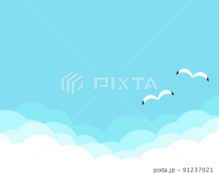 青空とカモメの背景 横位置 青空とカモメの背景 横位置 91237021