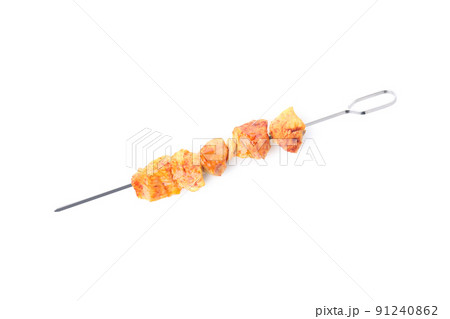 Tasty chicken shashlik isolated on white background 91240862