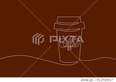 Coffee cup cup morning cafe to go. Single continuous line art. Hot drink silhouette concept design one sketch outline drawing vector illustration 91242017
