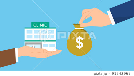 クリニックとお金のイラストイメージ、ベクター 91242965