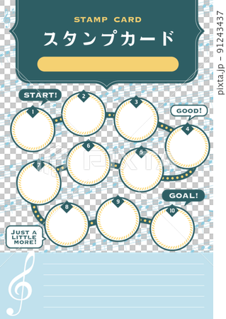 楽譜背景の スタンプカード 台紙 ベクターイラスト 91243437