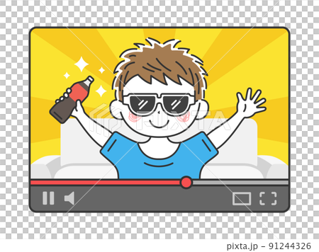 一名男子戴著墨鏡進行視頻分發的插圖 91244326