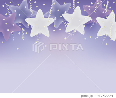 中間色の星形風船イラスト背景 91247774