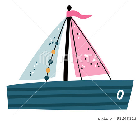 Cute sailing ship. Kid sailboat. Marine transport 91248113