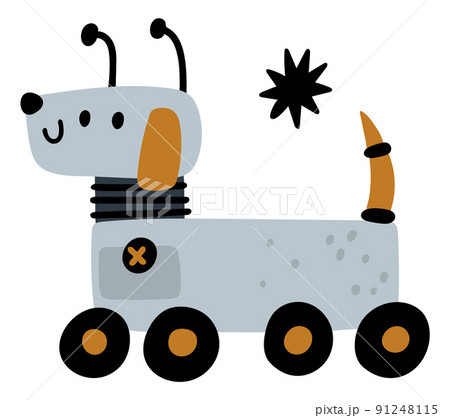 Cute puppy robot. Mechanic dog. Futuristic toy 91248115