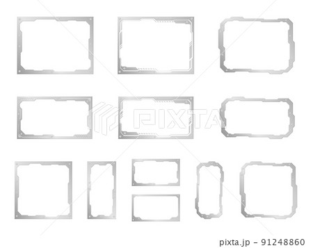金属とネジのメカニカルなフレーム_イラスト素材セット 91248860