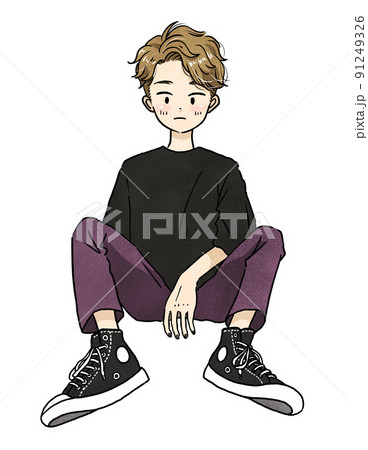スニーカーを履いた男の子・ファッションイラスト スニーカーを履いた男の子・ファッションイラスト 91249326