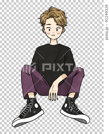 スニーカーを履いた男の子・ファッションイラスト スニーカーを履いた男の子・ファッションイラスト 91249326