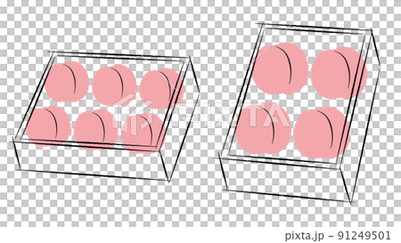 箱詰めされた桃のイラスト｜ベクター 91249501