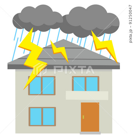 雷の被害 二階建ての家 アイコン イラスト 雷の被害 二階建ての家 アイコン イラスト 91250047