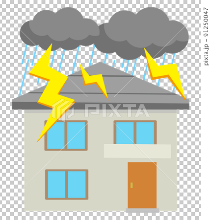 雷の被害 二階建ての家 アイコン イラスト 雷の被害 二階建ての家 アイコン イラスト 91250047
