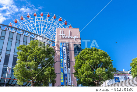 日本の横浜都市景観　センター北駅前の街並みなどを望む 91250130