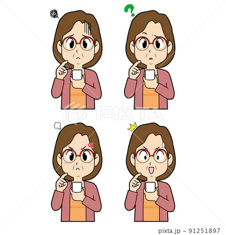 スマホを使うおばさん② スマホを使うおばさん② 91251897