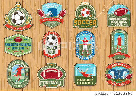 Set Of American Football Or Rugby Club Sticker Patch Vector For Shirt Logo  Print Tee Patch