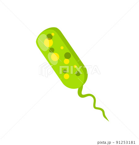 Virus and green bacteria. Causative agent. Cartoon flat illustration 91253181