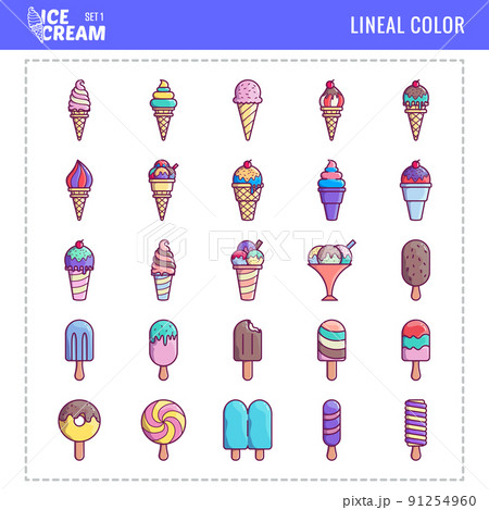 25 Ice Cream Icons Set 1, Lineal Color Ice Cream Icons Pack 25 Ice Cream Icons Set 1, Lineal Color Ice Cream Icons Pack 91254960