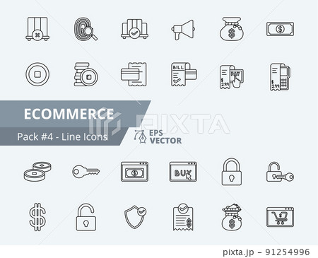 Ecommerce Icon Pack 4, 24 Ecommerce Line Icons set 91254996