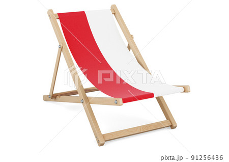Deckchair with Polish flag. Poland vacation, tours, travel packages, concept. 3D rendering 91256436