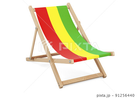 Deckchair with Rastafarian flag. 3D rendering 91256440