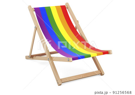 Deckchair with LGBT flag. 3D rendering Deckchair with LGBT flag. 3D rendering 91256568