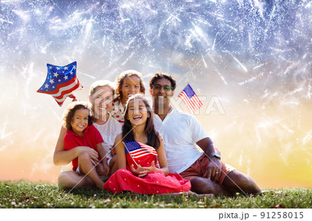 American family on Independence Day. 4th of July. American family on Independence Day. 4th of July. 91258015