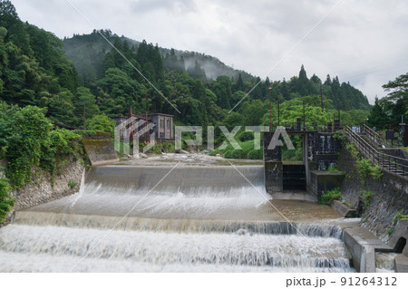 蘭川取水堰堤と妻籠発電所 91264312