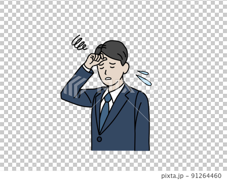 疲憊、疲勞、中暑、出汗、穿西裝的男性上班族、商人 疲憊、疲勞、中暑、出汗、穿西裝的男性上班族、商人 91264460