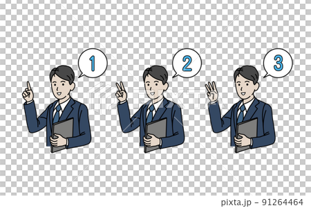 指文字 手の数字 ジェスチャー スーツ姿の男性 ビジネスマン 指文字 手の数字 ジェスチャー スーツ姿の男性 ビジネスマン 91264464