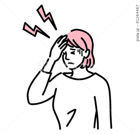 頭痛で体調不良の若い女性 91264467
