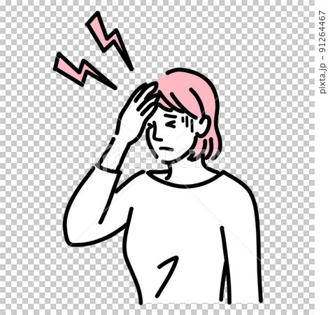 頭痛で体調不良の若い女性 91264467