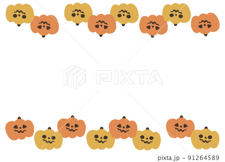 ハロウィン　カボチャ　手描きイラストフレーム 91264589