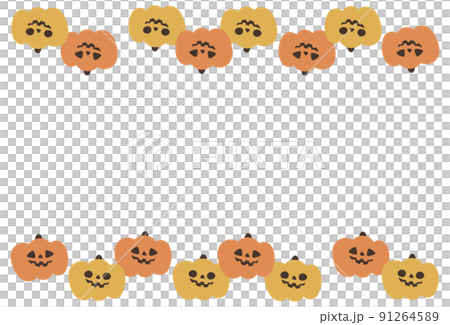 ハロウィン　カボチャ　手描きイラストフレーム 91264589