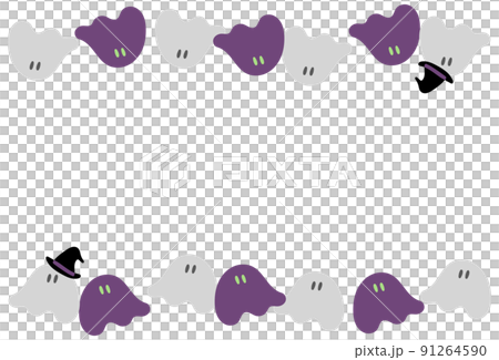 ハロウィン　オバケ　手描きイラストフレーム 91264590