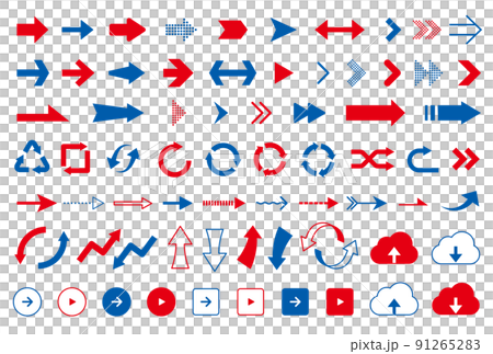 一組簡單的箭頭圖標紅藍 91265283