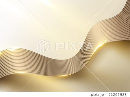 Abstract 3D elegant golden wave lines and light sparking on clean background luxury style Abstract 3D elegant golden wave lines and light sparking on clean background luxury style 91265923