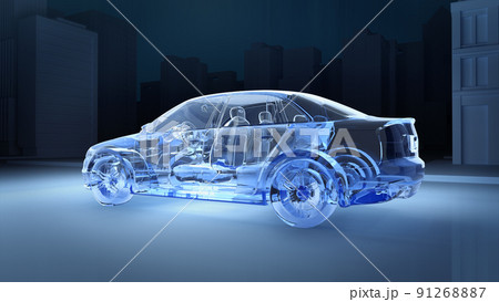 Translucent car in the dark city background. Translucent car in the dark city background. 91268887