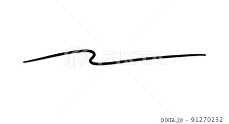 手描き風線素材　曲線　黒 91270232