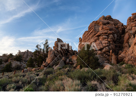 Dry rocky desert mountain landscape with trees. Dry rocky desert mountain landscape with trees. 91270921